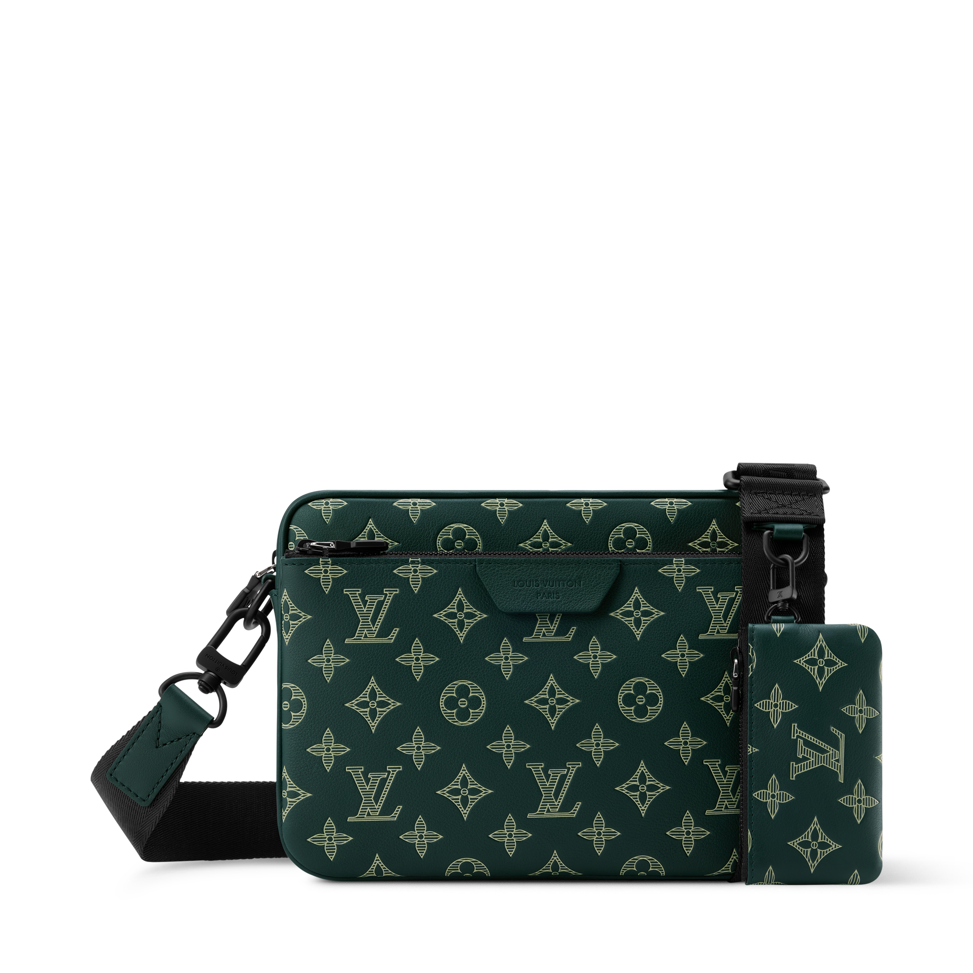Trio Messenger Bag - Luxury Monogram Shadow Leather Black | LOUIS